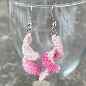 Crochet Pink Swirl Earrings
